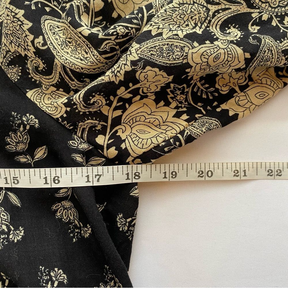Muse Black/ Tan Sherry Paisley Baby Doll Bohemian Peasant Blouse Size Small - Picture 15 of 16